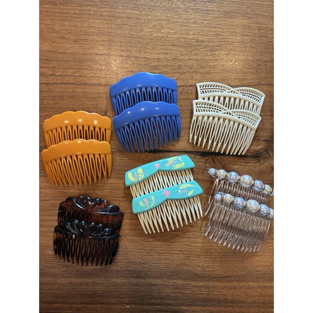 Lot Vintage Hair Combs France Plastic